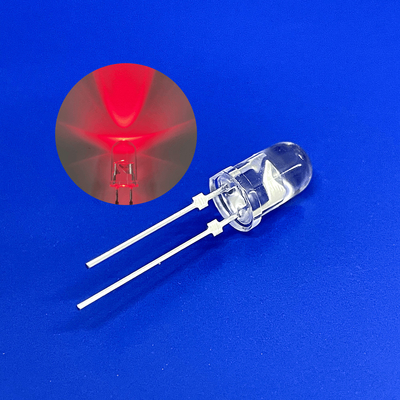 Ánh sáng cảnh báo giao thông LED 5mm 45deg 625nm Màu đỏ 12000mcd Short Pin With Stopper