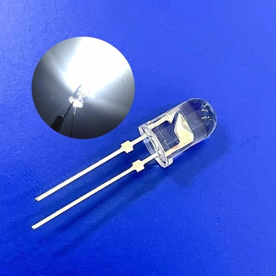 Đèn cảnh báo giao thông LED 5mm 45deg Màu trắng 9000K 22000mcd Kính rõ ràng với nút