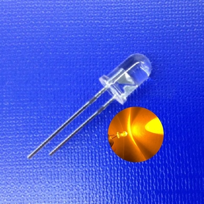 5mm LED Màu vàng 590nm 10000mcd Đầu tròn trong suốt cho đèn cảnh báo giao thông