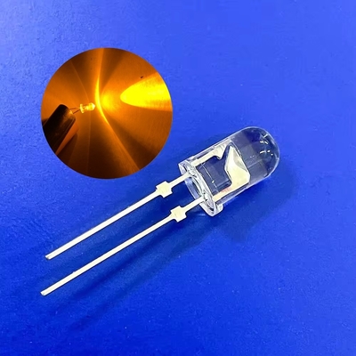 5mm Amber Color 590nm Super Bright 12000mcd Short Pin With Stopper For Traffic Warning Light
